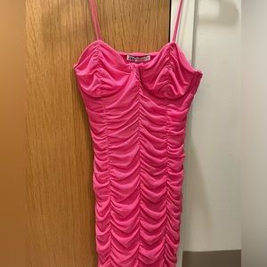 Hot Pink Ruffled Tight Zara dress